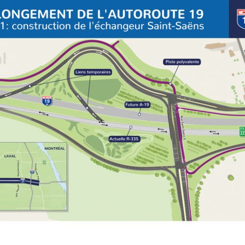 Construction de l’échangeur Saint-Saëns (Groupe CNW/Cabinet du ministre des Transports)